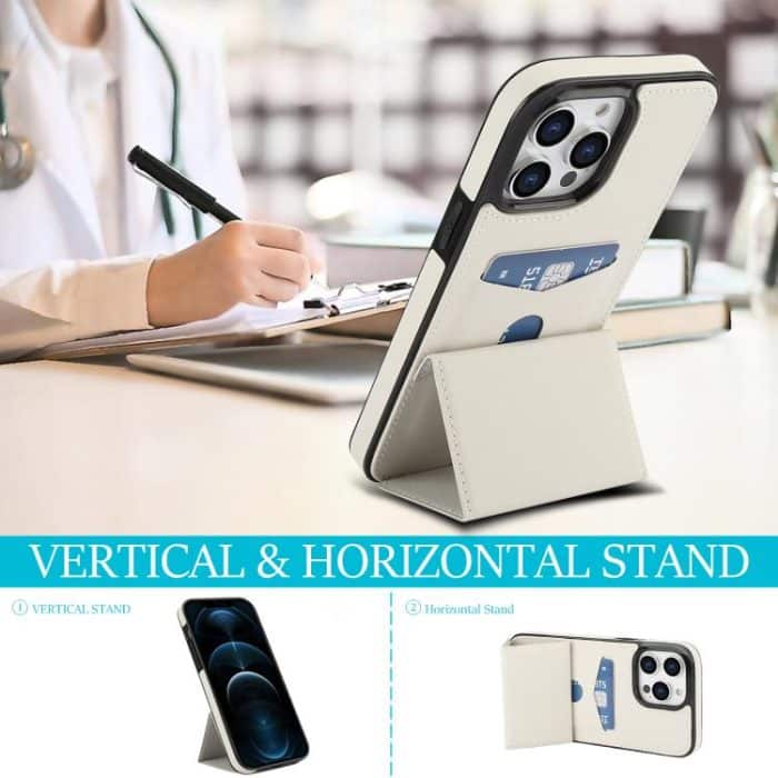 Dreifach faltbare Handyhülle aus Leder mit Kartenfach – Bild 6