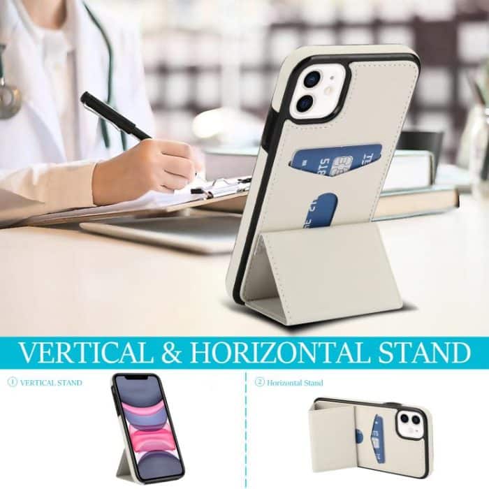 Dreifach faltbare Handyhülle aus Leder mit Kartenfach – Bild 6