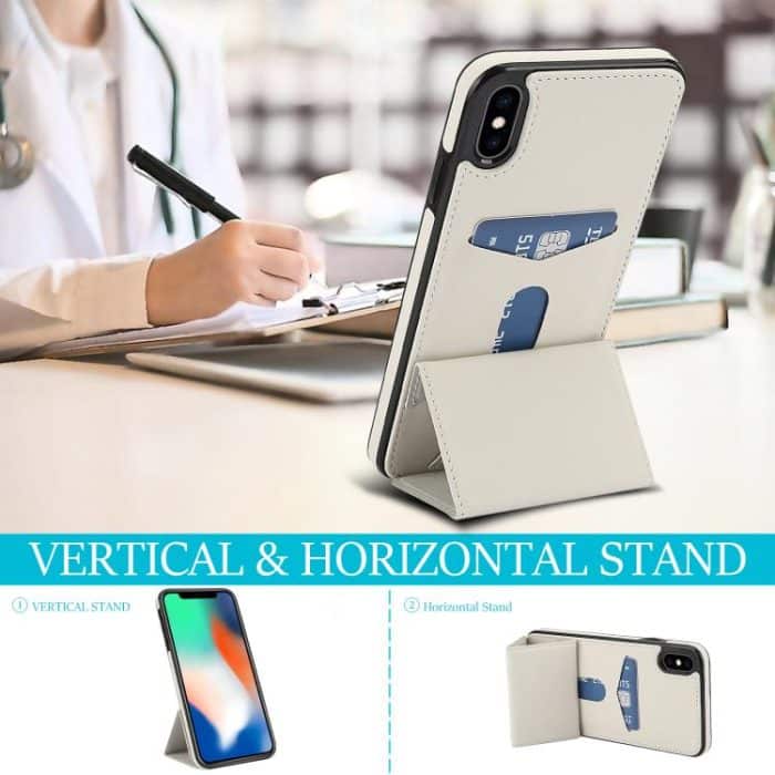 Dreifach faltbare Handyhülle aus Leder mit Kartenfach – Bild 6