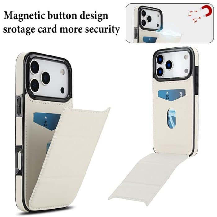 Dreifach faltbare Handyhülle aus Leder mit Kartenfach – Bild 3