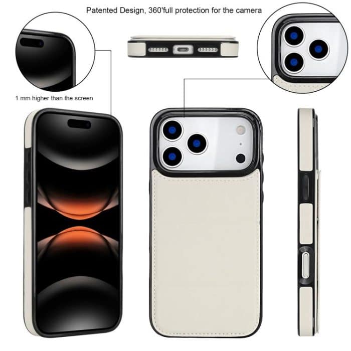 Dreifach faltbare Handyhülle aus Leder mit Kartenfach – Bild 4