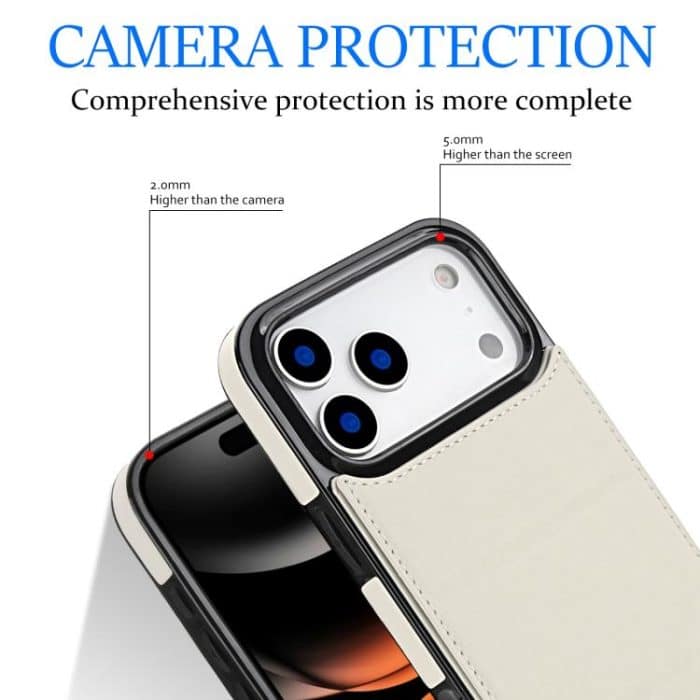 Dreifach faltbare Handyhülle aus Leder mit Kartenfach – Bild 5