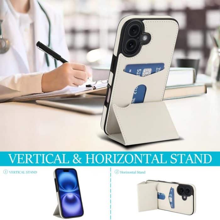 Dreifach faltbare Handyhülle aus Leder mit Kartenfach – Bild 6