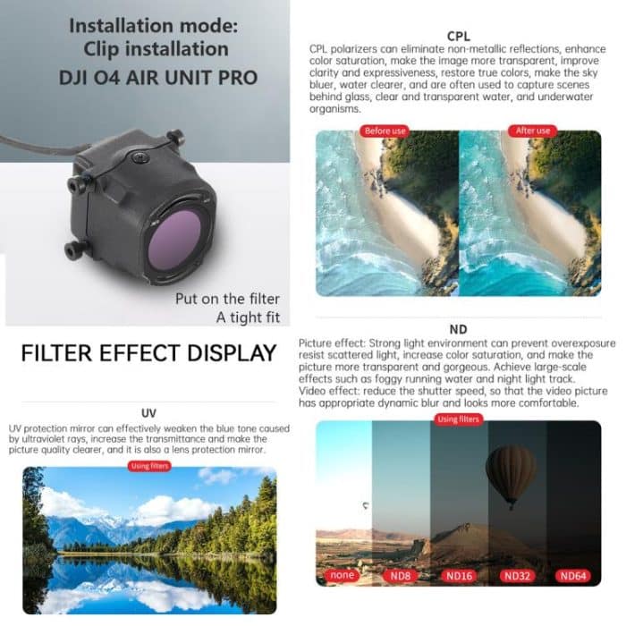 Für DJI O4 Air Unit Pro / Avata 2 JSR YB-Serie Kameraobjektivfilter, MCUV, CPL, ND8, ND16, ND32, ND64, ND256, ND8PL, ND16PL, ND32PL, ND64PL, NIGHT, STAR, MCUV x 2, MCUV x 3, 3 in 1 CPL ND8/16, 4 in 1 ND, 4 in 1 NDPL, 6 in 1 ND8-64 UV CPL... – Bild 6