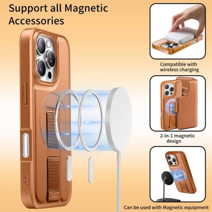 CaseNeo Finger Grip Strap MagSafe Leather Phone Case – Bild 7