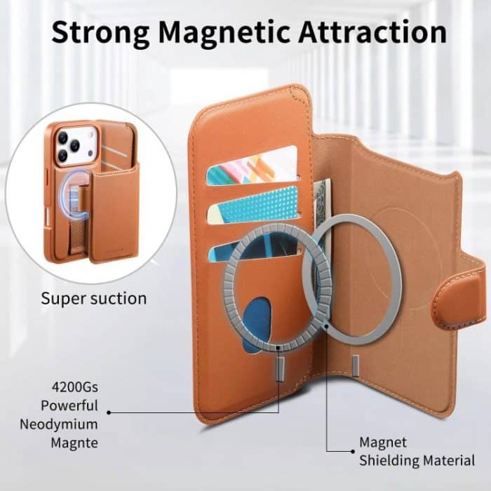 CaseNeo Finger Grip Strap MagSafe Leather Phone Case, For iPhone 16e, For iPhone 16 Pro Max, For iPhone 16 Pro, For iPhone 16 Plus – Bild 4