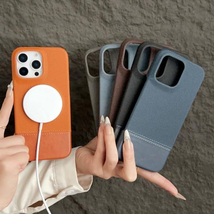 EDA0078626_B6-4.jpg Stitching Cloth MagSafe Magnetic PC Hybrid PU Phone Case – Bild 7