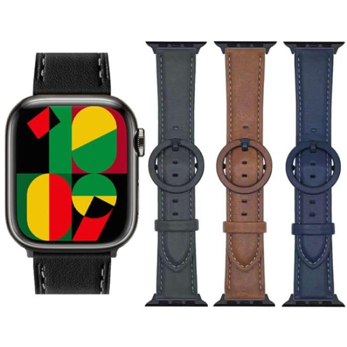 xDfind Round Buckle Leather Watch Band, For Apple Watch 46mm / 49mm / 45mm / 44mm, For Apple Watch 42mm / 41mm / 40mm / 38mm – Bild 2