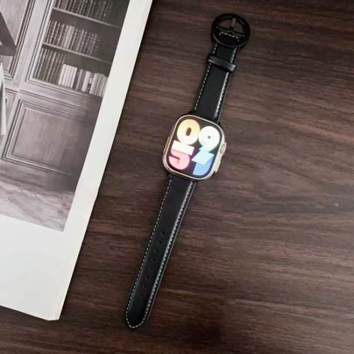 xDfind Round Buckle Leather Watch Band, For Apple Watch 46mm / 49mm / 45mm / 44mm, For Apple Watch 42mm / 41mm / 40mm / 38mm – Bild 3