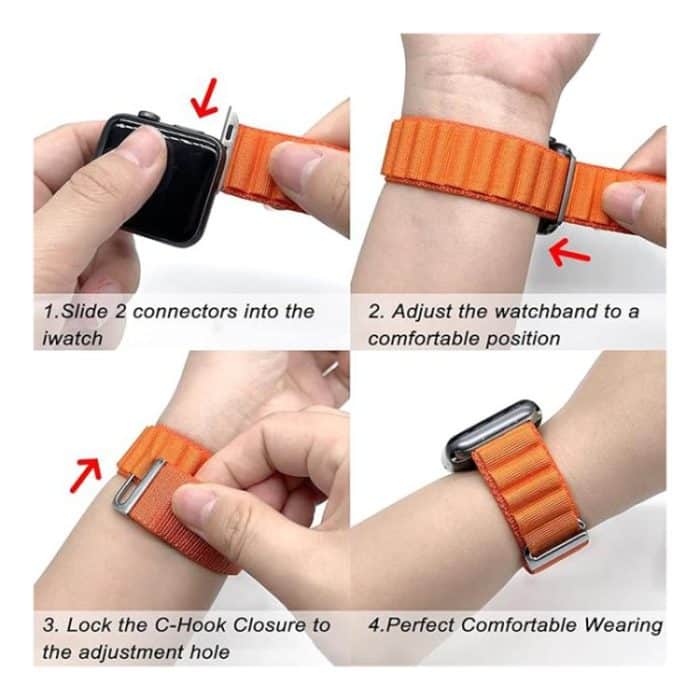 xDfind Aline Nylon Loop Uhrenarmband, For Apple Watch 46mm / 49mm / 45mm / 44mm, For Apple Watch 42mm / 41mm / 40mm / 38mm – Bild 3