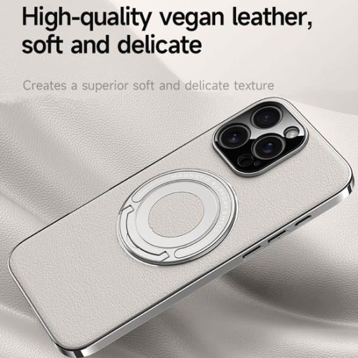 Plain Leather Hydric Metal Holder MagSafe Phone Case, For iPhone 15 Pro, For iPhone 15, For iPhone 14, For iPhone 14 Pro – Bild 4