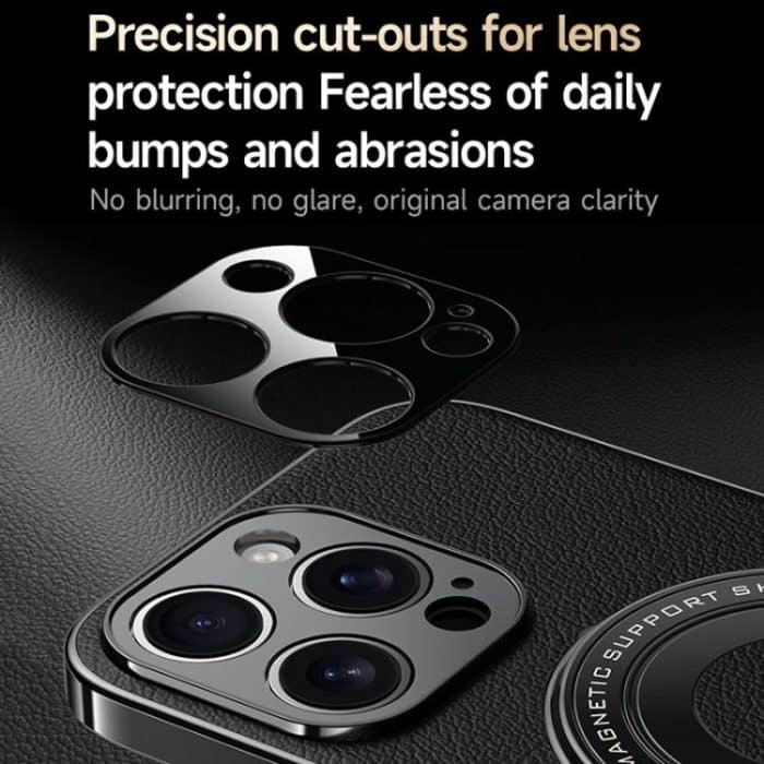 Plain Leather Hydric Metal Holder MagSafe Phone Case, For iPhone 15 Pro, For iPhone 15, For iPhone 14, For iPhone 14 Pro – Bild 7