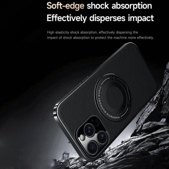 Plain Leather Hydric Metal Holder MagSafe Phone Case, For iPhone 15 Pro, For iPhone 15, For iPhone 14, For iPhone 14 Pro – Bild 8