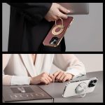 Plain Leather Hydric Metal Holder MagSafe Phone Case, For iPhone 15 Pro, For iPhone 15, For iPhone 14, For iPhone 14 Pro – Bild 9