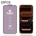 25pcs 9H 0.4mm High Aluminum Large Arc Tempered Glass Film, For iPhone 16 Pro Max, For iPhone 16 Pro, For iPhone 16 Plus / 15 Plus, For iPhone 16 / 15, For iPhone 15 Pro Max, For iPhone 15 Pro
