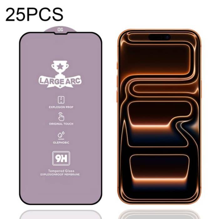 EDA008098910.jpg 25pcs 9H 0.4mm High Aluminum Large Arc Tempered Glass Film, For iPhone 16 Pro Max, For iPhone 16 Pro, For iPhone 16 Plus / 15 Plus, For iPhone 16 / 15, For iPhone 15 Pro Max, For iPhone 15 Pro – Bild 1