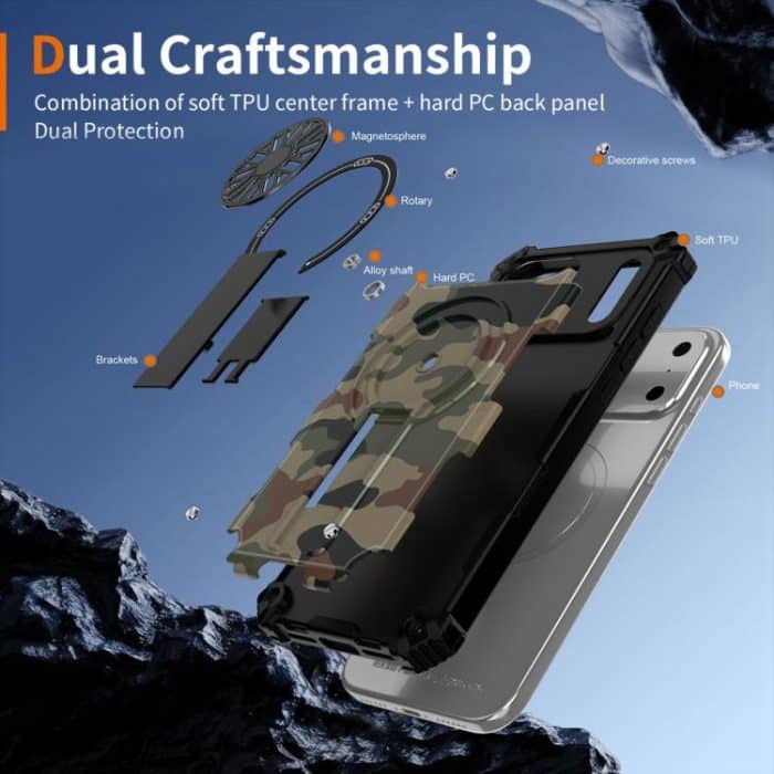 Camouflage Kickstand Rotating Shaft MagSafe Phone Case – Bild 7