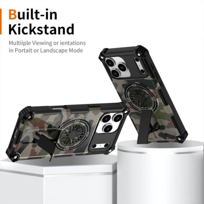 Camouflage Kickstand Rotating Shaft MagSafe Phone Case – Bild 2