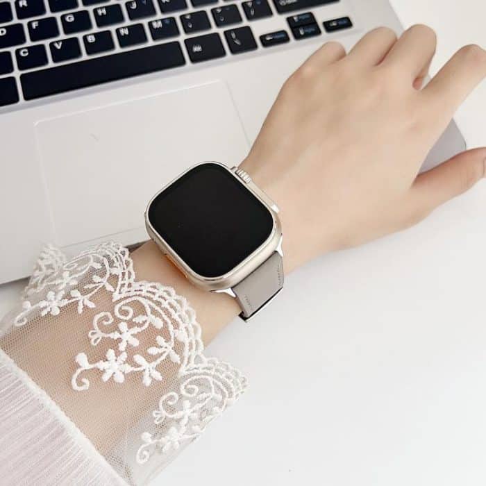 xDfind Black Shark Fine Grain Leather Watch Band, For Apple Watch 42 / 44 / 45 / 46 / 49mm, For Apple Watch 38 / 40 / 41 / S10 42mm – Bild 3