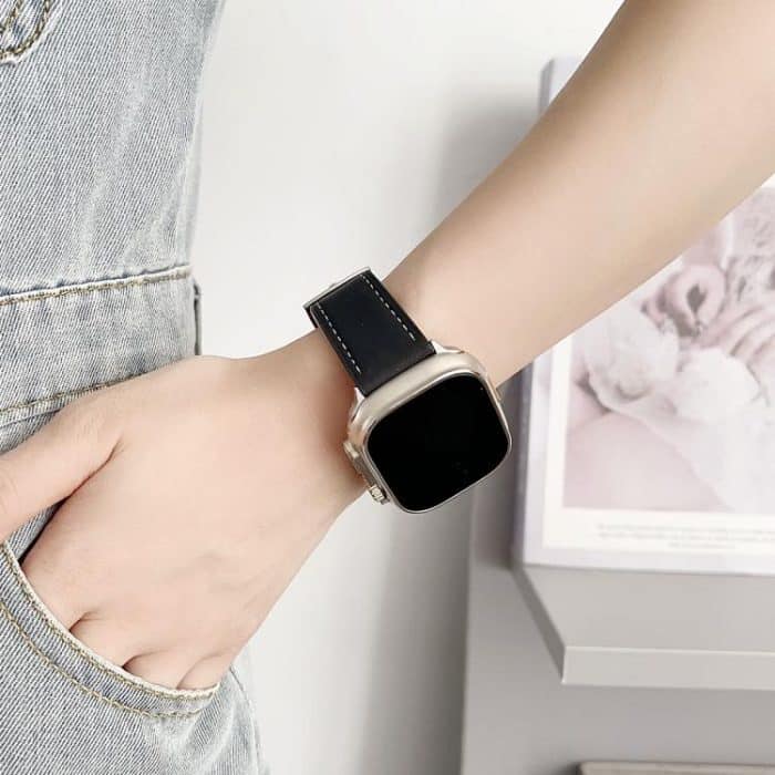 xDfind Black Shark Fine Grain Leather Watch Band, For Apple Watch 42 / 44 / 45 / 46 / 49mm, For Apple Watch 38 / 40 / 41 / S10 42mm – Bild 4