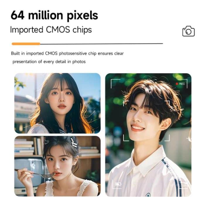 V5 64MP Retro Digital Camera 4K Recording 180 Flip Screen, Large Lens, Small Lens – Bild 5