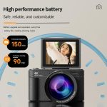 V5 64MP Retro Digital Camera 4K Recording 180 Flip Screen, Large Lens, Small Lens – Bild 9