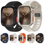 Wave Texture Reverse Buckle Silicone Watch Band with TPU Case – Bild 2
