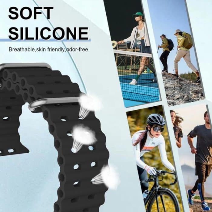 Ocean Silicone Watch Band with Silicone Case, For Apple Watch Series 10 46mm, For Apple Watch Series 10 42mm, For Apple Watch 44mm / 45mm, For Apple Watch 40mm / 41mm – Bild 4