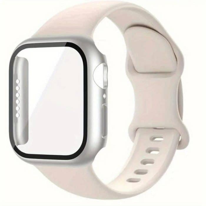 EDA008188605A.jpg Butterfly Buckle Silicone Watch Band with Film Integrated PC Cover – Bild 1