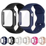 Butterfly Buckle Silicone Watch Band with Film Integrated PC Cover, For Apple Watch Series 10 46mm, For Apple Watch Series 10 42mm, For Apple Watch Series 44mm, For Apple Watch Series 40mm, For Apple Watch Series 45mm, For Apple Watch Series 41mm – Bild 2