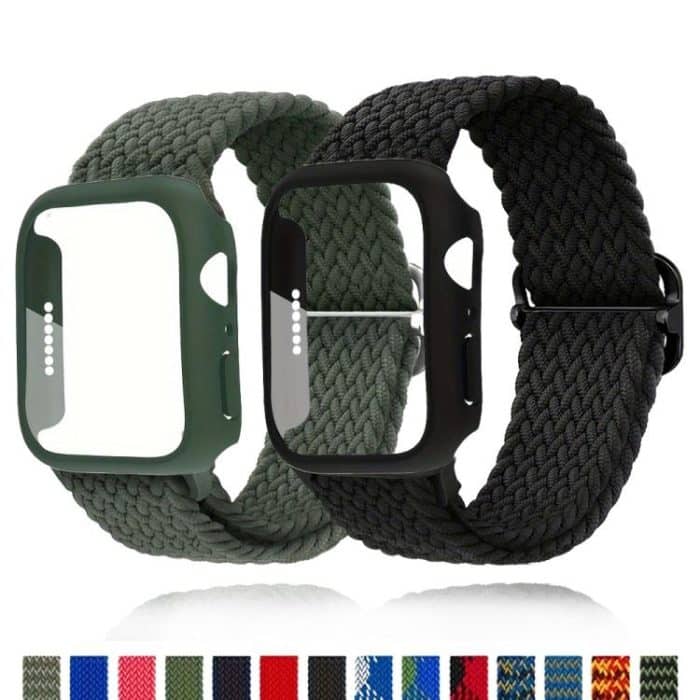 Nylon-Uhrenarmband mit Leiterschnalle und mattiertem PC-Gehäuse, For Apple Watch Series 10 46mm, For Apple Watch Series 10 42mm, For Apple Watch Series 44mm, For Apple Watch Series 40mm, For Apple Watch Series 45mm, For Apple Watch Series 41mm – Bild 2