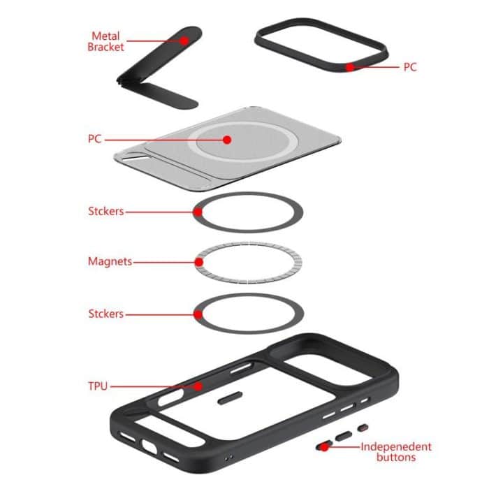 Kalebol MagSafe Invisible Tilt Holder PC Hybrid TPU Case, For iPhone 16 Pro Max, For iPhone 16 Pro, For iPhone 16 Plus, For iPhone 16 – Bild 6