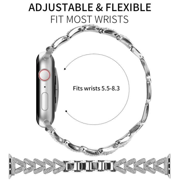 xDfind Small Twist Diamond Metal Watch Band, For Apple Watch 42 / 44 / 45 / 46 / 49mm 20mm, For Apple Watch 38 / 40 / 41 / S10 42mm 20mm – Bild 2