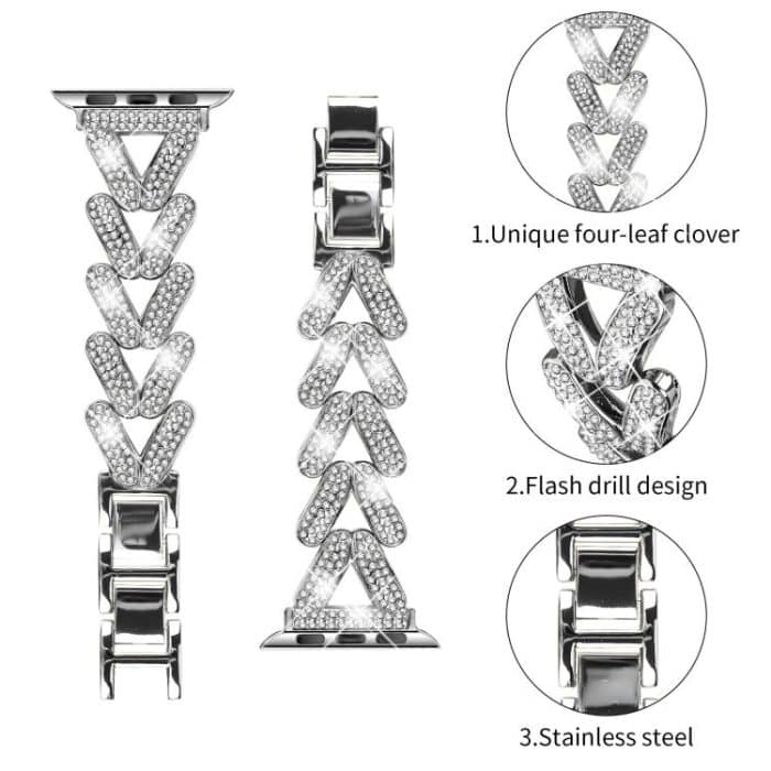 xDfind Small Twist Diamond Metal Watch Band, For Apple Watch 42 / 44 / 45 / 46 / 49mm 20mm, For Apple Watch 38 / 40 / 41 / S10 42mm 20mm – Bild 3