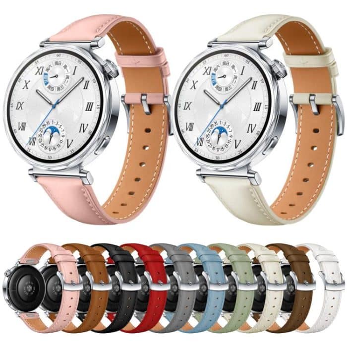 Uhrenarmband aus echtem Leder mit silberner Schnalle, For Huawei Watch GT 5 41mm – Bild 6