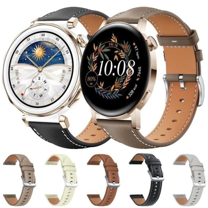 xDfind Flat Head Black Shark Fine Grain Leather Watch Band, 22mm For Huawei Watch GT5/GT5 Pro/4/4 Pro, 20mm For Huawei Watch GT 4 / GT 3 / GT 2 – Bild 2