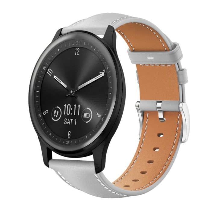 EDA008255303A.jpg xDfind Uhrenarmband aus fein genarbtem Leder mit flachem Kopf und schwarzem Haifischmuster, 20mm For Garmin GarminMove Sport / vivoactive5/3, 22mm For Garmin Venu 3 / vivoactive4, 20mm For Garmin venu 2 / venu / Sq2 / Sq – Bild 1