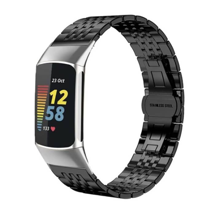 xDfind Seven-bead Solid Stainless Steel Watch Band, For Fitbit Charge 6 / 5 18mm, For Fitbit Versa 4 / 3 / Sense2 / 1 20mm, For Fitbit Charge 4 / 3 18mm – Bild 1