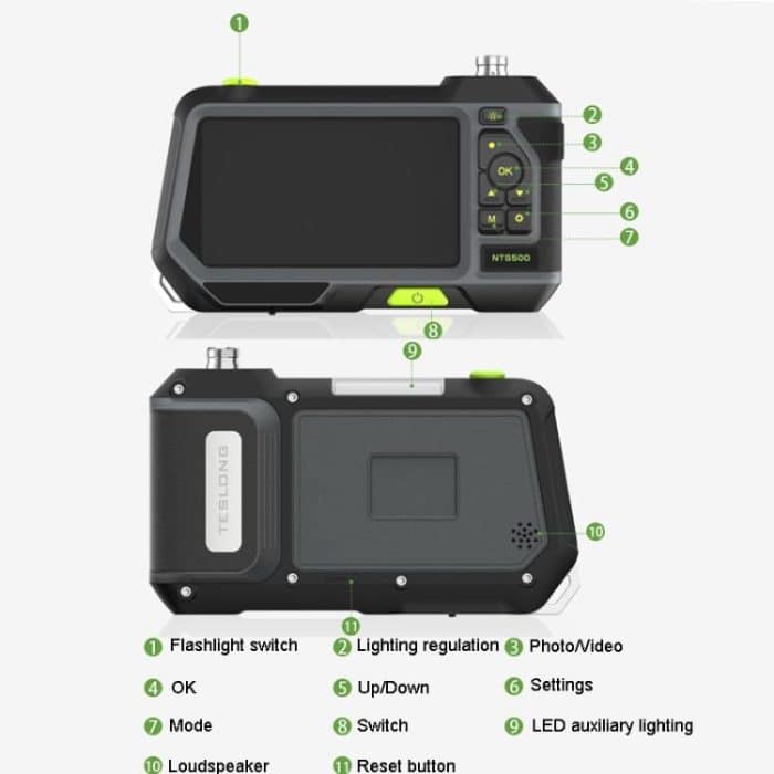 TESLONG NTS500 Industrial Pipeline Endoscope with 5 inch HD Screen, 7.6mm Single Lens / 1m, 3.9mm Lens / 3m, 5.5mm Single Lens / 1m, 7.6mm Single Lens / 5m, 8mm Dual Lens / 1m, 3.9mm Single Lens / 1m, 5.5mm Dual Lens / 1m, 7.6mm Single Lens / 3m... – Bild 8