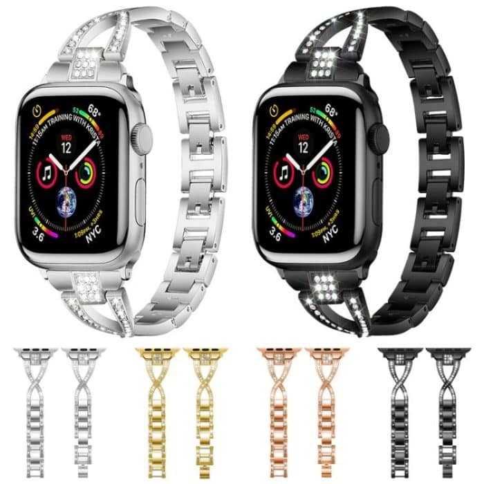 xDfind X-Shaped Single Row Diamond Metal Watch Band, For Apple Watch 42 / 44 / 45 / 46 / 49mm, For Apple Watch 38 / 40 / 41 / S10 42mm – Bild 5