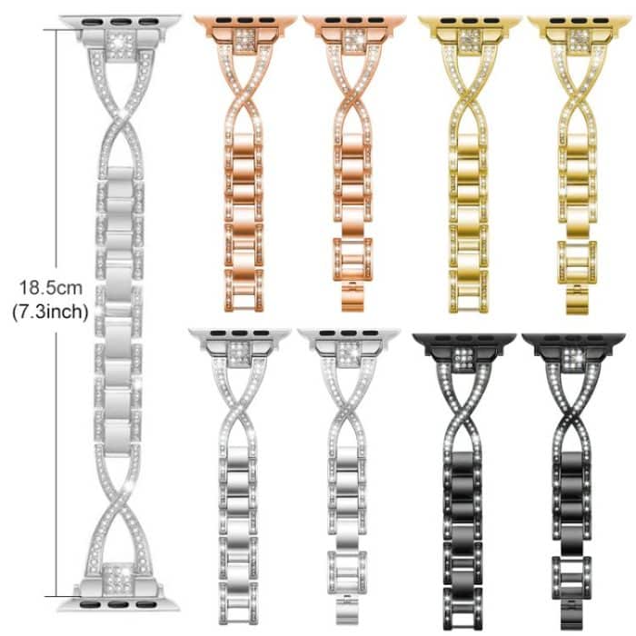 xDfind X-Shaped Single Row Diamond Metal Watch Band, For Apple Watch 42 / 44 / 45 / 46 / 49mm, For Apple Watch 38 / 40 / 41 / S10 42mm – Bild 6