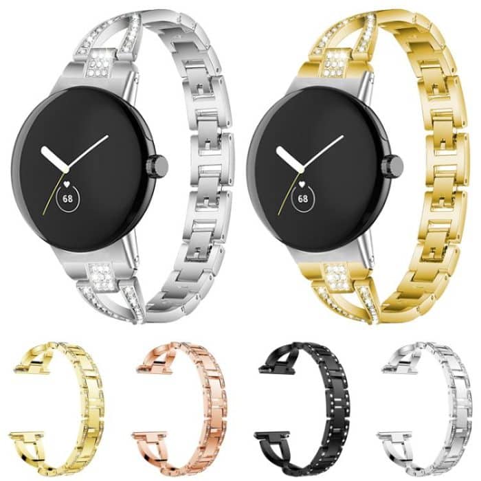 xDfind X-Shaped Single Row Diamond Metal Watch Band, For Google Pixel Watch / Watch2 / Watch3 41mm – Bild 2