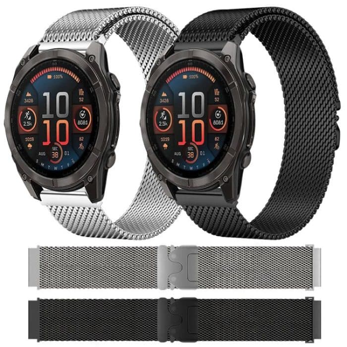 xDfind Milanese Parachute Buckle Stainless Steel Watch Band, For Garmin Fenix 8/7X/6X/5X 26mm – Bild 2