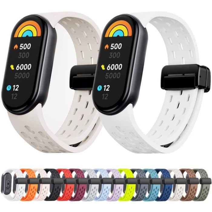 xDfind Holes Magnetic Black Buckle Silicone Watch Band, For Xiaomi Smart Band 10 / 9 / 8 – Bild 3