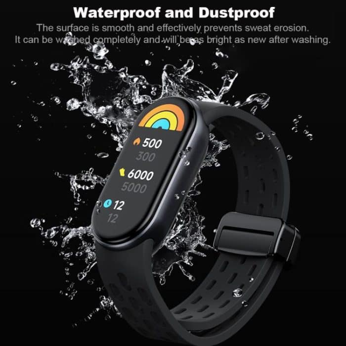 xDfind Holes Magnetic Black Buckle Silicone Watch Band, For Xiaomi Smart Band 10 / 9 / 8 – Bild 9