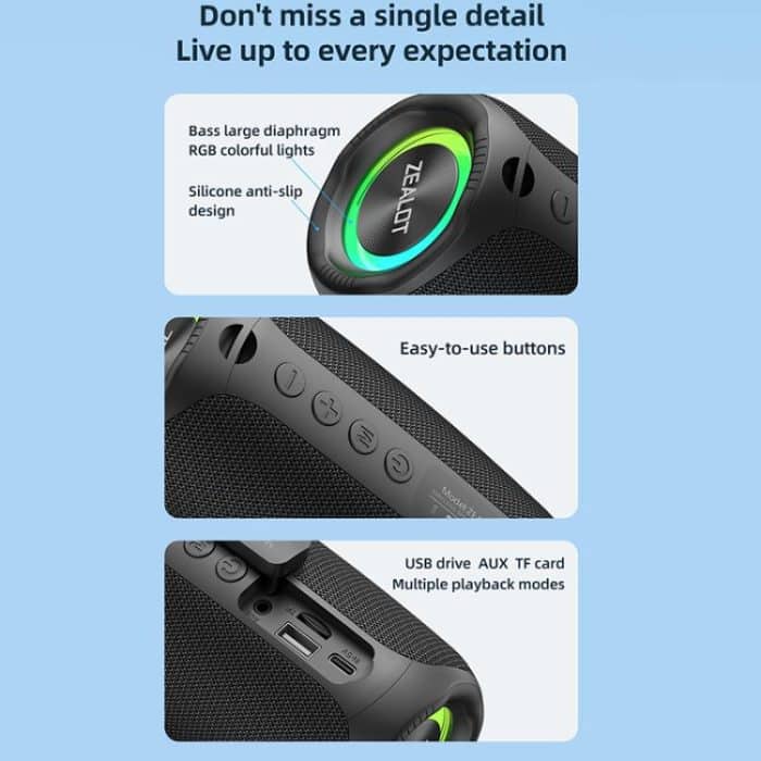 Zealot M2 8W Portable Outdoor RGB Bluetooth Speaker – Bild 17