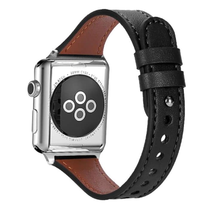 EDA008449001A-2.jpg xDfind Double Ring Single Rivet Genuine Leather Watch Band, For Apple Watch 42 / 44 / 45 / 46 / 49mm, For Apple Watch 38 / 40 / 41 / S10 42mm – Bild 1
