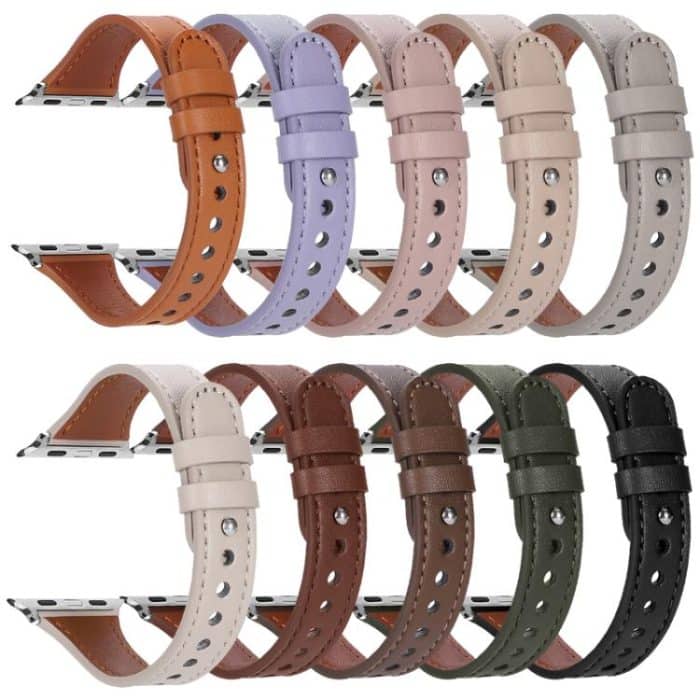 xDfind Double Ring Single Rivet Genuine Leather Watch Band – Bild 5