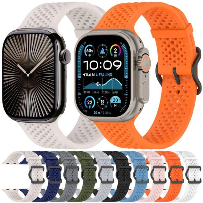 xDfind Breathable Silicone Watch Band, For Apple Watch 42 / 44 / 45 / 46 / 49mm, For Apple Watch 38 / 40 / 41 / S10 42mm – Bild 3