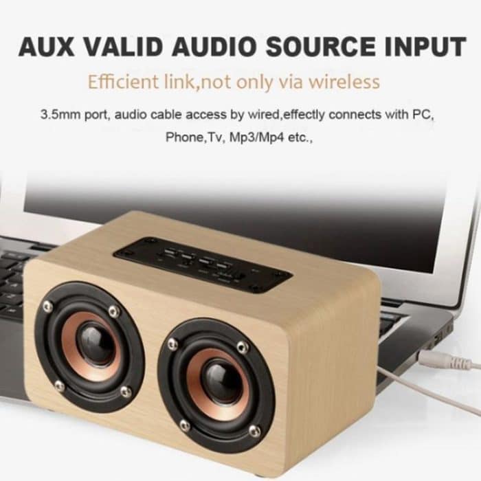 K5 Wooden Wireless Bluetooth Speaker, Support Bluetooth, AUX, TF Card – Bild 4